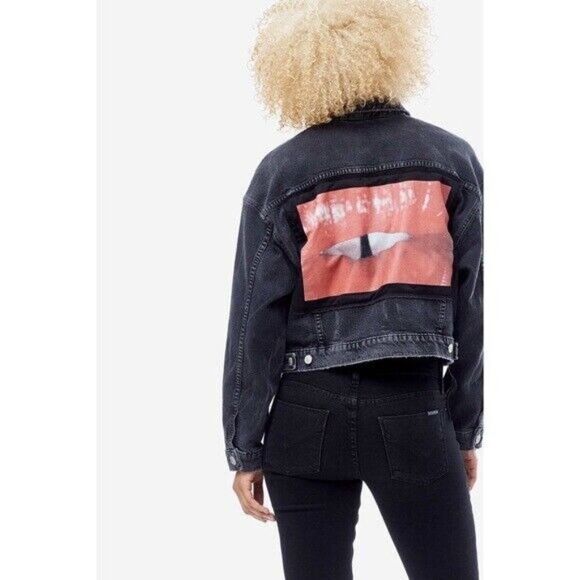 HUDSON Rei Denim Black Wash Jacket - Crash N' Burn Size L - Picture 3 of 7